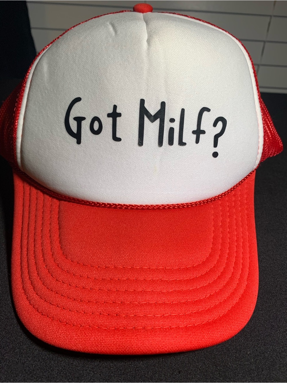 Got MILF? Hilarious Hats Trucker Hat Red White Snapback Mesh Novelty Cap